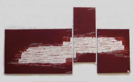 Tableau triptyque Rouge et Blanc (N°27)